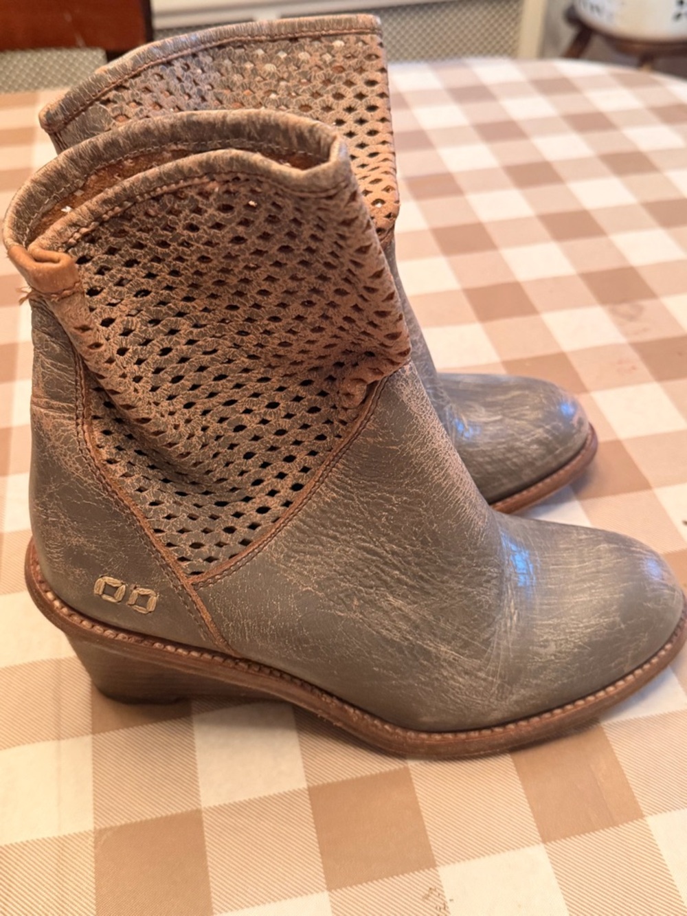 Bedstu Women's Perforated Ankle Boot in Taupe Size 8